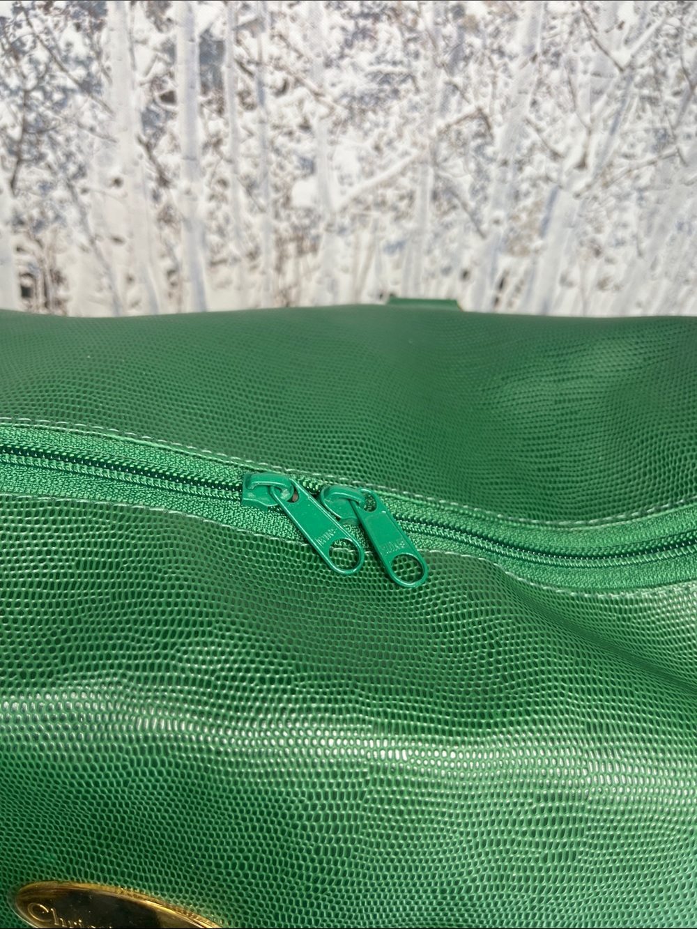 Vintage Christian Dior Perfumes Emerald Green PVC Large Green Travel Bag - Picture 8 of 10